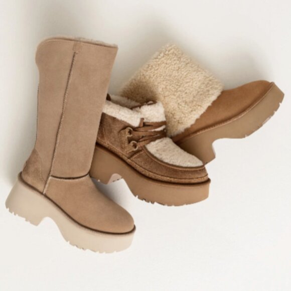 UGG Classic New Heights Genuine Shearling Lace-Up Bootie - Picture 8 of 8